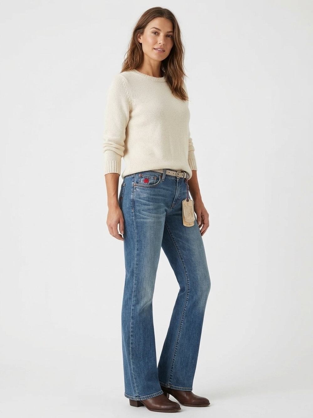 NWT Lucky Brand Easy Rider Bootcut Jeans Mid Rise Blue Denim Sz 16 relaxed fit